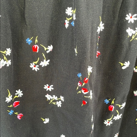 LOFT Black Casual Floral Side Tie Sundress Long Sleeves Medium Petite - Picture 7 of 16
